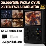 Cosmostech R36S Retro El Konsolu – 3.5” 4K IPS Ekran, 20.000+ Oyun, 23 Emülatör, 64GB Hafıza Kartı, HDMI & Wi-Fi Destekli- Siyah