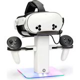 Cosmostech Vr Stand Şarj Dock – Quest 3s / Quest 3 / Quest 2 Uyumlu Rgb Işıklı Vr Başlık Aparatı & Stabil Tutucu Stand