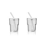 cosnou 13 oz/400 ML Saman ve Kapaklı Buz Kahve Bardağı Bardağı, Mühürlü Taşıma, Kalın Duvar Su Cam Bardak Kupa Çay (Şeffaf) 2'li Paket