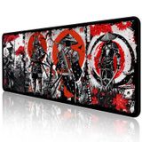COSOW Samuray Savaşçısı Mouse Pad, Japon Akçaağaç Yapraklı Kırmızı ve Siyah Tasarım Oyun MousePad, Dikişli Kenarları ile Büyük Sağlam Kauçuk Tabanlı Fare Altlığı, İş, Oyun, Ofis, Ev için Klavye Fare