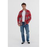 Cosplay Erkek %100 Pamuk Geniş Kareli Oduncu Slimfit Gömlek - Kırmızı - XL