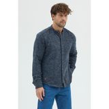 Cosplay Erkek Hakim Yaka Kırçıllı Flanel Dokuma Kumaş Cepsiz Kalın Kışlık Overshirt Gömlek - 2XL - Saks
