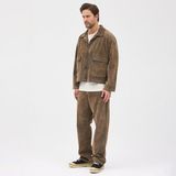 Cosplay Erkek Kadife Denim Flok Ceket - Bej - Dropsuz