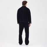 Cosplay Erkek Kadife Denim Flok Ceket - Lacivert - Dropsuz - 2XL