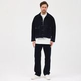 Cosplay Erkek Kadife Denim Flok Ceket - Lacivert - Dropsuz