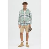 Cosplay Erkek Kalın Flanel Oduncu Gömlek - Geniş Kareli, Cepsiz, Kışlık Uzun Kollu Overshirt - Mint