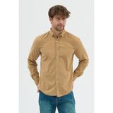 Cosplay Erkek Relax Fit Kadife Uzun Kollu Gömlek - 2XL - Bej