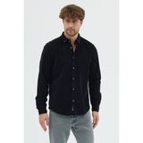 Cosplay Erkek Relax Fit Kadife Uzun Kollu Gömlek - 2XL - Siyah