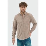 Cosplay Erkek Relax Fit Kadife Uzun Kollu Gömlek - Vizon - XL
