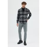 Cosplay Erkek Siyah Beyaz Flanel Oduncu Gömlek - Cepsiz, Kalın Kışlık Uzun Kollu Gömlek - XL
