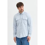 Cosplay Kaşmir Görünümlü Çift Cepli Regular Fit Uzun Kollu Erkek Gömlek - 2XL - Açık Buz