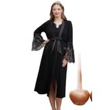 Cossy By Aqua 22006 BAYAN UZUN KOL DANTELLİ SİYAH SABAHLIK SİYAH 3