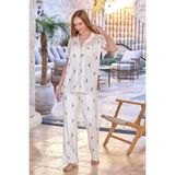 Cossy By Aqua Kadın Gül Desenli Pijama Takımı,%100 Pamuk, 36 Beden