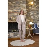 Cossy By Aqua Kadın Pijama Takımı, Sabahlıklı 3'lü Set, Vizon, 42 Beden