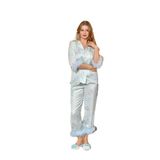 Cossy By Aqua Kadın Uzun Kol Önden Düğmeli Mavi Pijama Takım C8T3N6O42 MAVİ 40