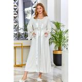 CossybyAqua 23622 Penye Saten Dantel Detaylı Lohusa Sabahlık ecru 2