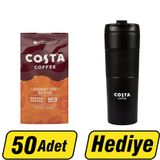 Costa Filtre Kahve 200 g x 50 Paket Alımında French Press Çelik Termos 500 ml Hediye