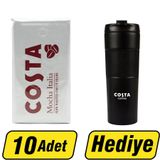 Costa Mocha Italia Çekirdek Kahve 1000 g x 10 Paket Alımında French Press Çelik Termos 500 ml Hediye