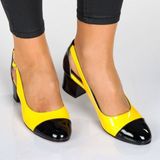 Costo Shoes 15105 Siyah Sarı Rugan Büyük Numara Bayan Ayakkabı