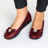 Costo Shoes 18539 Bordo Damla Baskı Büyük Numara Babet