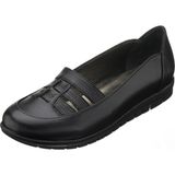 Costo Shoes A8512 Siyah Deri Dişli Kaymaz Taban Rahat Geniş Kalıp Büyük Numara Kadın Ayakkabı