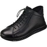 Costo Shoes AG1997 Siyah Dana Derisi ve Siyah Streç Bozğazlı Rahat Şık Giyimi Kolay Erkek Büyük Numara Bot Yeni Sezon - Siyah Deri