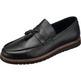 Costo Shoes AYL1113 Siyah Deri Püsküllü Rahat Geniş Kalıp Erkek Makosen Ayakkabı