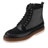 Costo Shoes İriadam ZM402 Siyah Deri Siyah Süet Rahat Geniş Kalıp Hafif Eva Taban Premium Serisi Erkek Bot