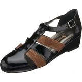 Costo Shoes K0320 Siyah Rugan Bronz Detaylı Kemerli Jurdan Dolgu Taban Yeni Sezon Büyük Numara Kadın Ayakkabı