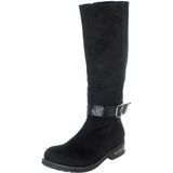 Costo Shoes K1011-1 Siyah Streç Kadın Çizme Büyük Numara - Siyah Süet