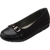 Costo Shoes K1548 Siyah Tokalı Kroko Baskı Detaylı Süet Komfort Taban Büyük Numara Kadın Ayakkabı