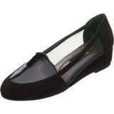 Costo Shoes K8518 41-42-43-44 Siyah Süet Rugan Detaylı Fileli Feta Özel Seri Büyük Numara Kadın Ayakkabı