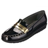 Costo Shoes NR1522 41-42-43-44 Siyah Rugan Şık Rahat Kullanıma Uygun Konfort Büyük Numara Kadın Ayakkabı