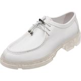 Costo Shoes PAŞA103-1 Beyaz Dana Derisi Rahat Geniş Kalıp Ayağınızı Küçük Gösteren Saraçlı Büyük Numara Kadın Ayakkabısı. Rahat Esnek Şeffaf Taban - Beyaz Deri