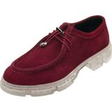 Costo Shoes PAŞA103-1 Bordo Süet Dana Derisi Rahat Geniş Kalıp Ayağınızı Küçük Gösteren Saraçlı Büyük Numara Kadın Ayakkabısı. Rahat Esnek Şeffaf Taban