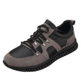 Costo Shoes YKP04 Gri Dana Nubuk ve Siyah Deri İle Garnili Olarak Rahat Geniş Kalıp Kauçuk Taban Erkek Ayakkabı