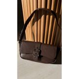 Cosy Bag Acı Kahve Kadın Metal Toka Detaylı El Omuz Baget Kadın Çantası Iki Askılı Şık