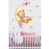 cosy home gift Çocuk odası duvar sticker pvc ay hilal uyuyan ayı kız çocuk yıldızlar karikatür