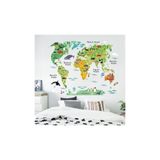 cosy home gift Çocuk Odası Renkli Hayvanlı Eğitici Dünya Haritası Ev Duvar Sticker Pvc