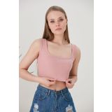 Cosy&Chic Kadın Pembe Askılı Crop Top Bluz