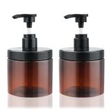 Cosywell Şampuan ve Saç Kremi için Pompa Şişeleri Pompa Şişe Dispenseri 2'li Paket 16.5oz/500ml Geniş Ağızlı Kavanoz Tarzı Plastik Boş Konteyner Losyon Kremi Vücut Yıkama için Pompa Dispenseri