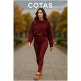 COTAS Kadın Toparlayıcı Yüksek Bel Bordo Spor Tayt – Esnek & Fit