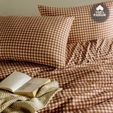 Cote Blanc Mini Kare %100 Pamuk Tek Kişilik Nevresim Takımı - Kahverengi - 160 x 220 cm