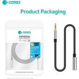 Coteci 3.5mm Dişi ve Erkek Jak Aux Uzatma Kablosu Jack Kulaklık Mikrofon Destekli Ses Kablosu (1 Metre) - Siyah
