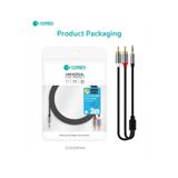 COTECi 3.5mm to 2 RCA Ses Kablosu Jack Aux Lale Jak Tos Fiş Amfi Hoparlör Dönüştürücü Altın Kaplama 3 Metre