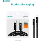 Coteci Iki Ucu Type-C Thunderbolt 5 Kablo (1.5metre) Hdr 4K 120Hz Çoklu Ekran Destekli Type-C To Type-C Çift Bükümlü Örgülü 240W 80GBPS Hızlı Şarj Data ve Görüntü Kablosu - 1,5 m - Siyah