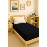 Cotenconcept 140 x 200 cm Düz Pamuklu Tek Kişilik Lastikli Fitted Penye Çarşaf - Siyah