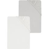 Cotenconcept 2 Adet Düz Pamuklu Tek Kişilik 120 x 200 cm Lastikli Penye Çarşaf - Gri - Beyaz