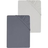Cotenconcept 2 Adet Düz Pamuklu Tek Kişilik 140 x 200 cm Lastikli Penye Çarşaf - Açık Gri