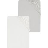 Cotenconcept 2 Adet Düz Pamuklu Tek Kişilik 150 x 200 cm Lastikli Penye Çarşaf - Gri - Beyaz